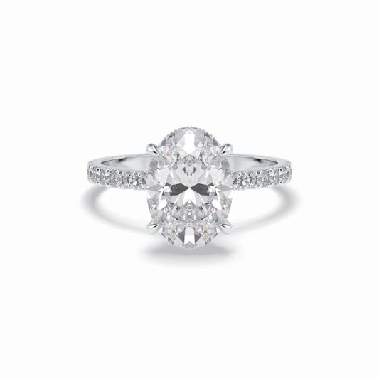 2.75 CT Oval Cut Pave & Hidden Halo Style Moissanite Engagement Rings
