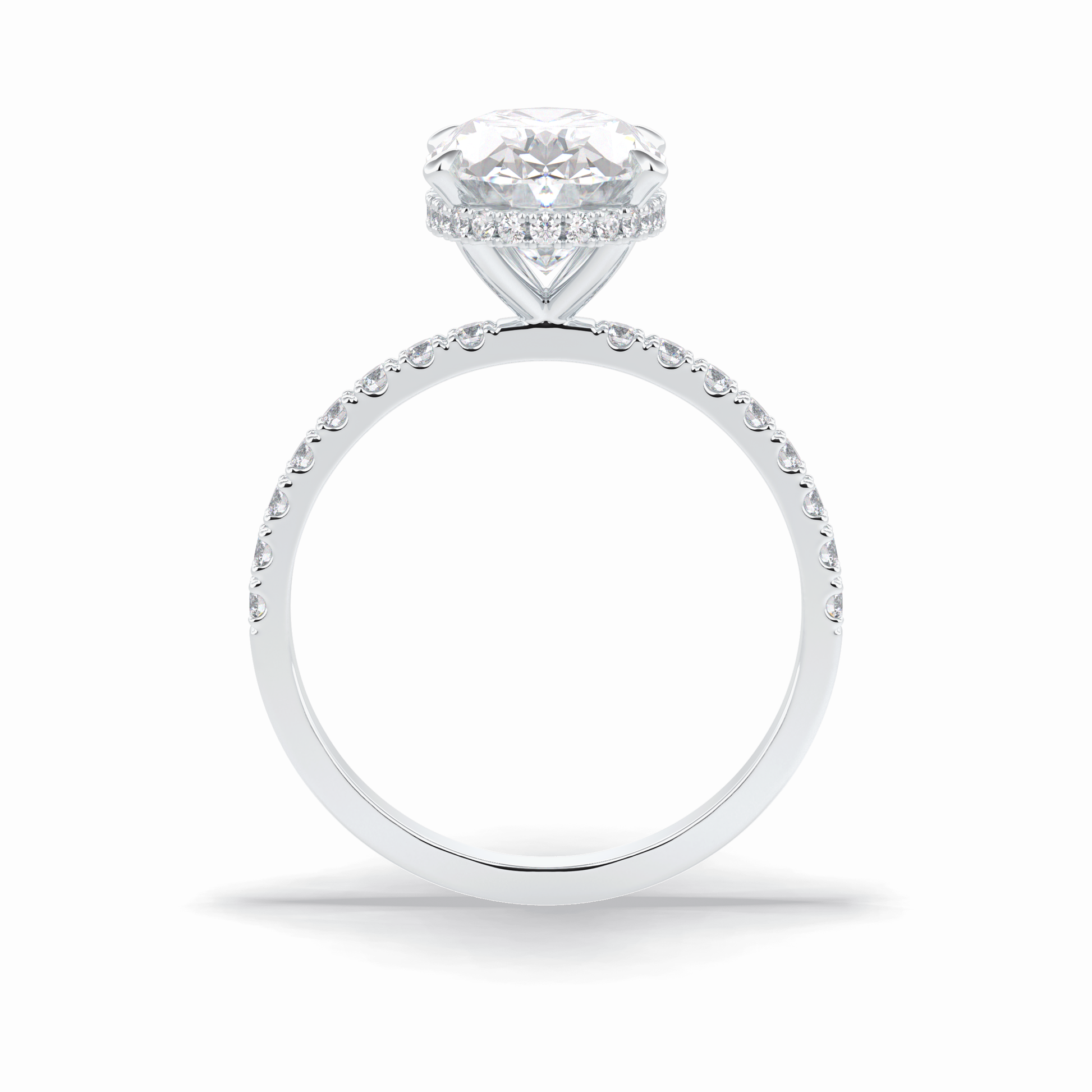 2.75 CT Oval Cut Pave & Hidden Halo Style Moissanite Engagement Rings