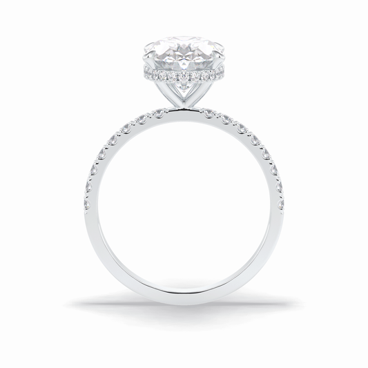 2.75 CT Oval Cut Pave & Hidden Halo Style Moissanite Engagement Rings