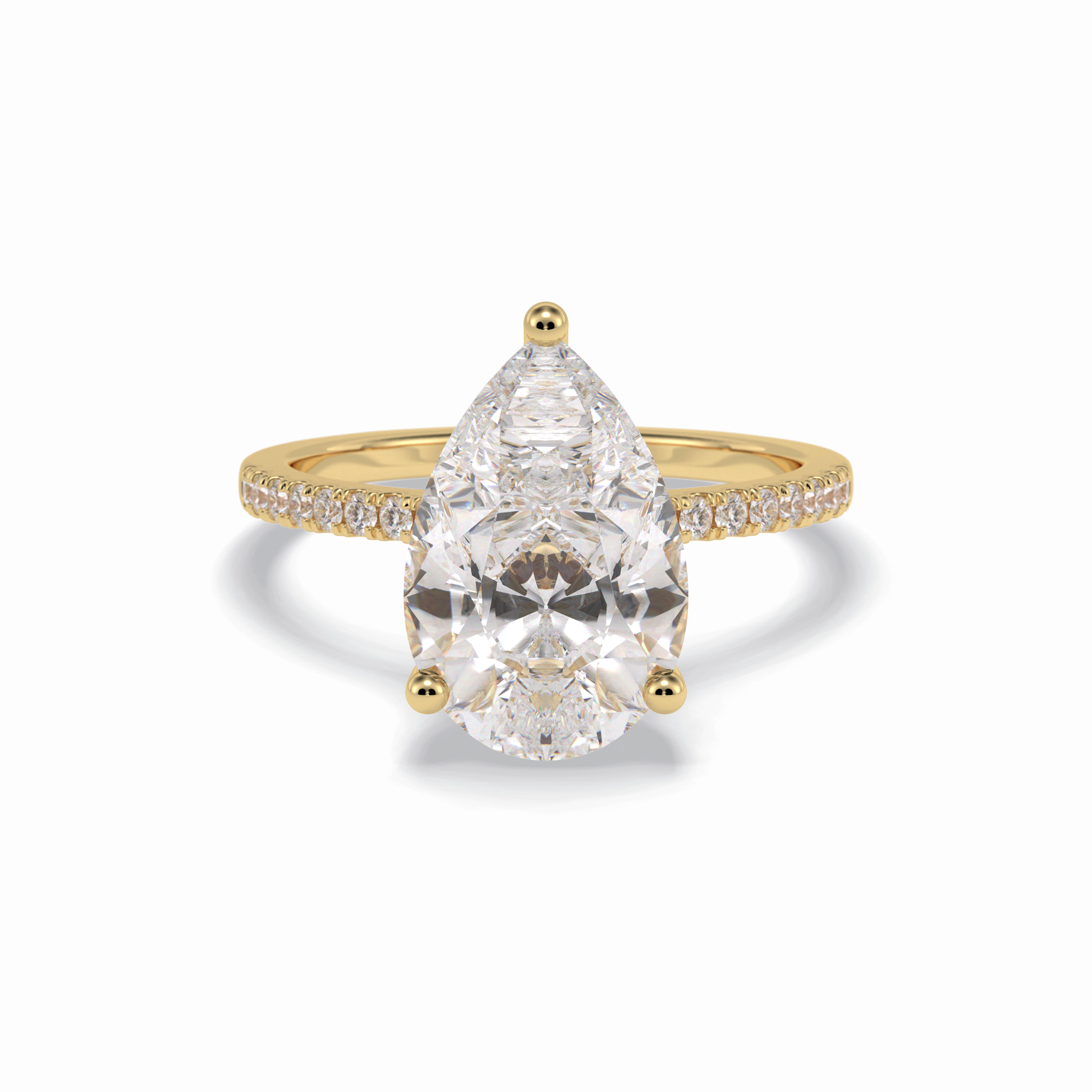 3.5 CT Pear Cut Pave & Hidden Halo Style Moissanite Engagement Rings