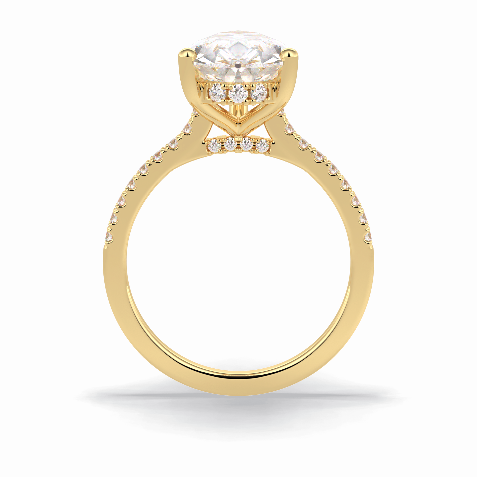 3.5 CT Pear Cut Pave & Hidden Halo Style Moissanite Engagement Rings