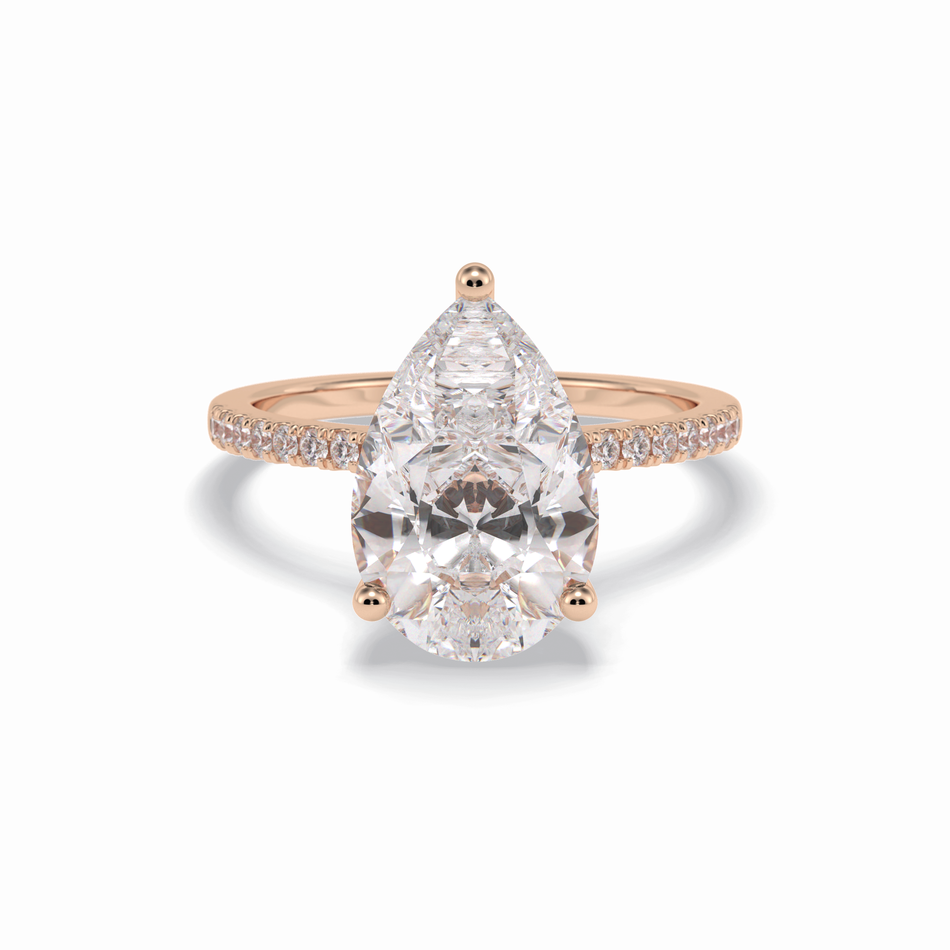3.5 CT Pear Cut Pave & Hidden Halo Style Moissanite Engagement Rings