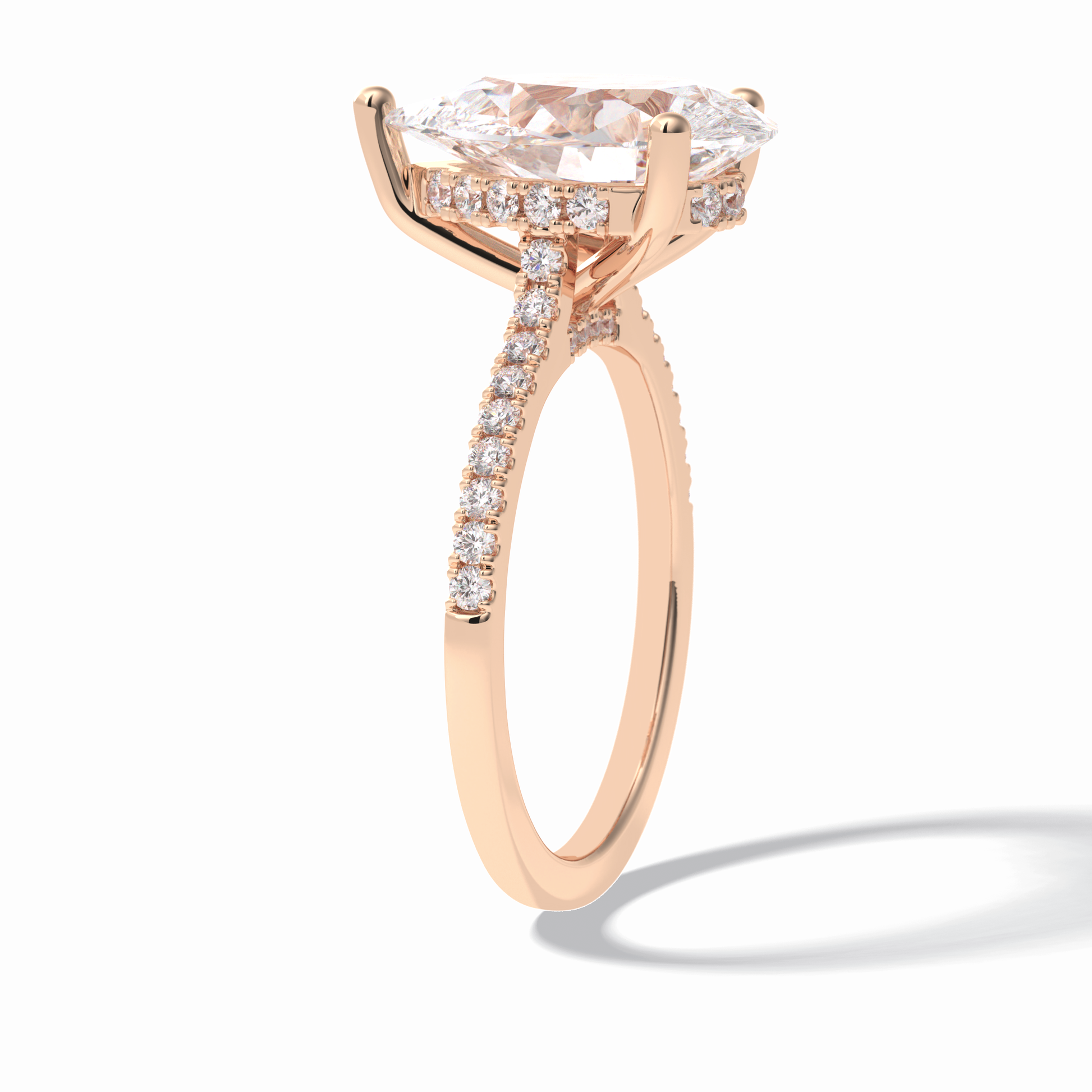 3.5 CT Pear Cut Pave & Hidden Halo Style Moissanite Engagement Rings