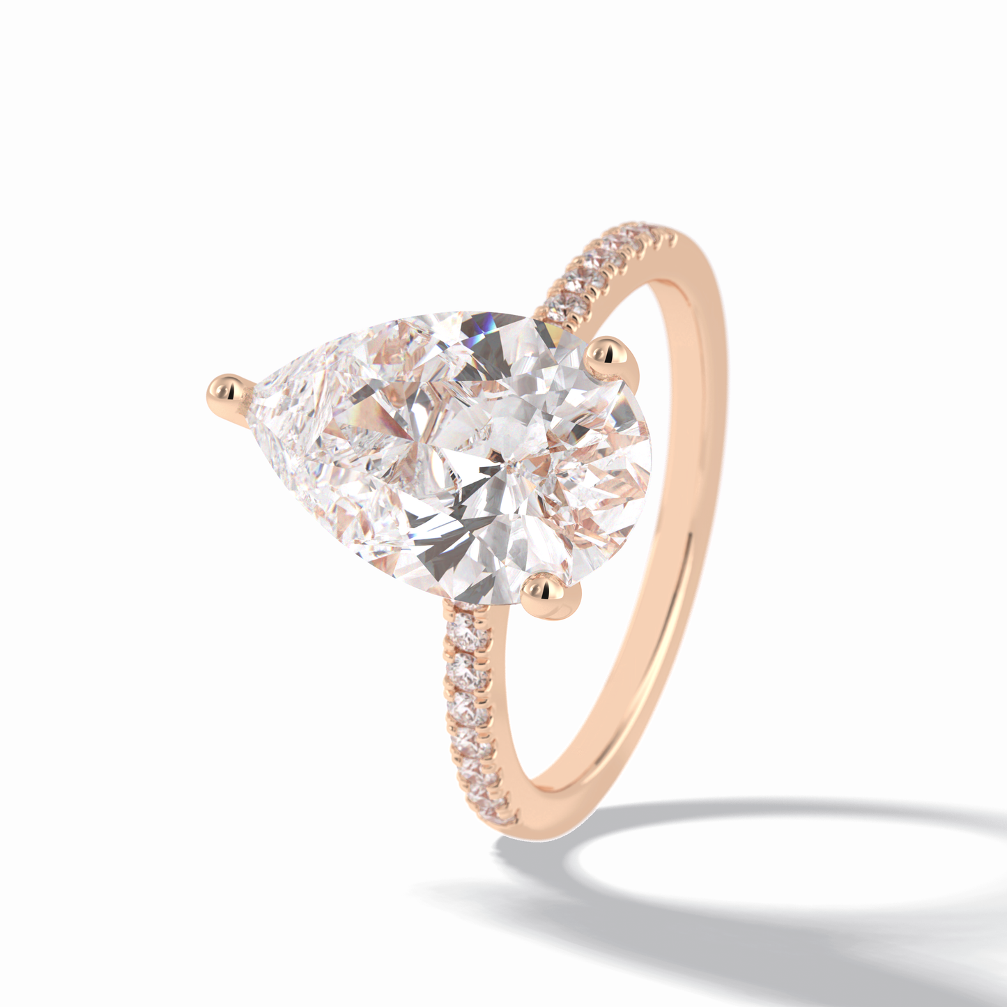 3.5 CT Pear Cut Pave & Hidden Halo Style Moissanite Engagement Rings