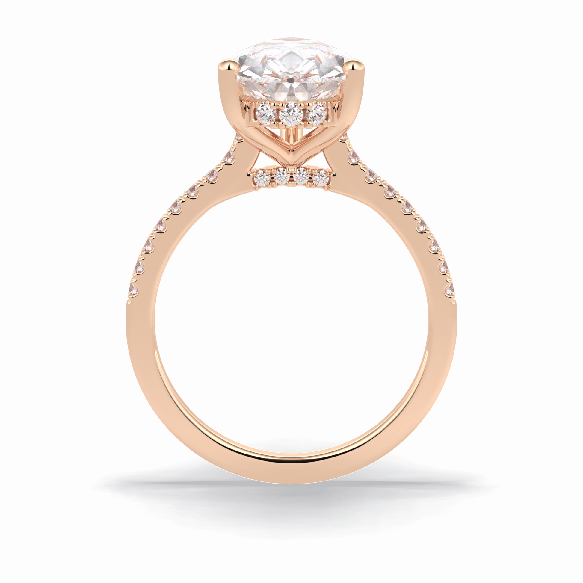 3.5 CT Pear Cut Pave & Hidden Halo Style Moissanite Engagement Rings