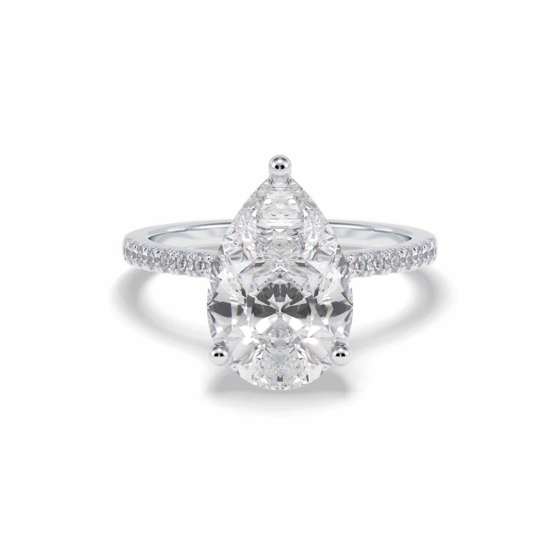 3.5 CT Pear Cut Pave & Hidden Halo Style Moissanite Engagement Rings