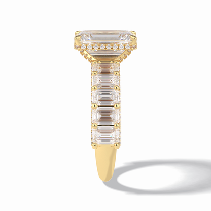 3.0 CT Emerald Cut Pave Style Moissanite Engagement Rings