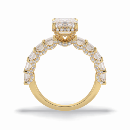 3.0 CT Emerald Cut Pave Style Moissanite Engagement Rings