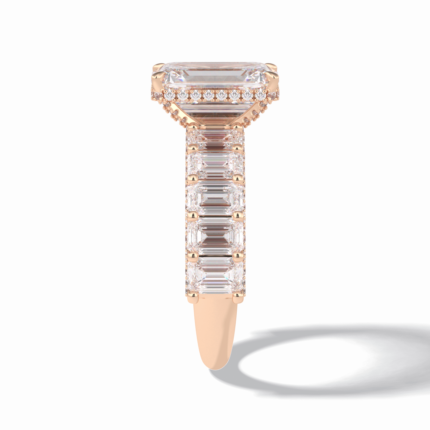 3.0 CT Emerald Cut Pave Style Moissanite Engagement Rings
