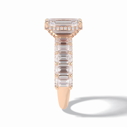 3.0 CT Emerald Cut Pave Style Moissanite Engagement Rings