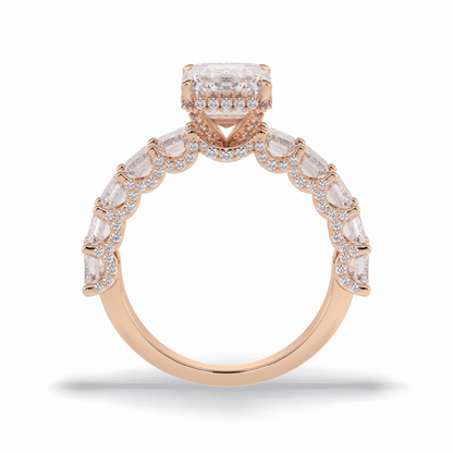 3.0 CT Emerald Cut Pave Style Moissanite Engagement Rings