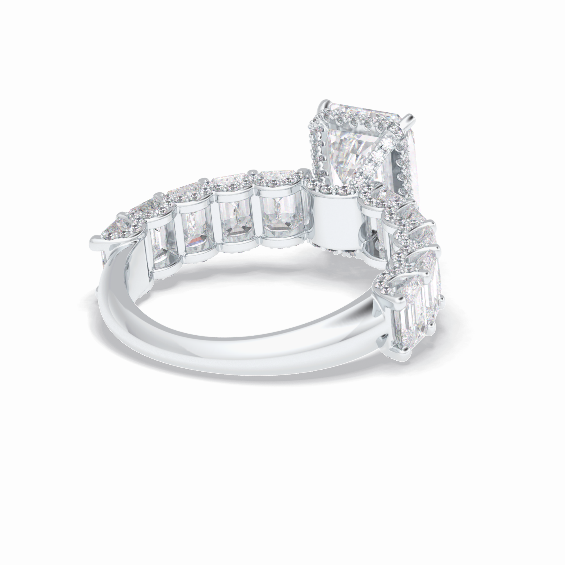 3.0 CT Emerald Cut Pave Style Moissanite Engagement Rings