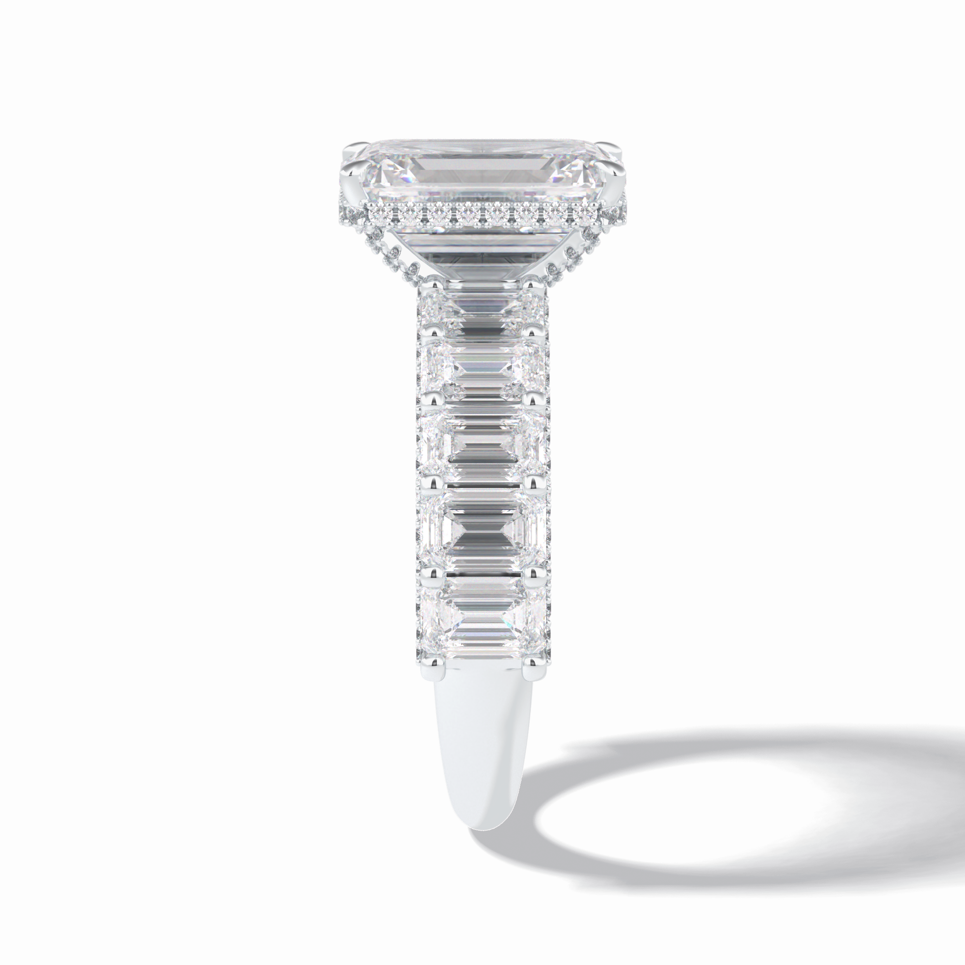 3.0 CT Emerald Cut Pave Style Moissanite Engagement Rings