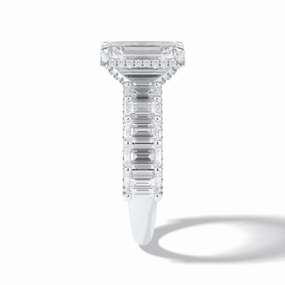 3.0 CT Emerald Cut Pave Style Moissanite Engagement Rings