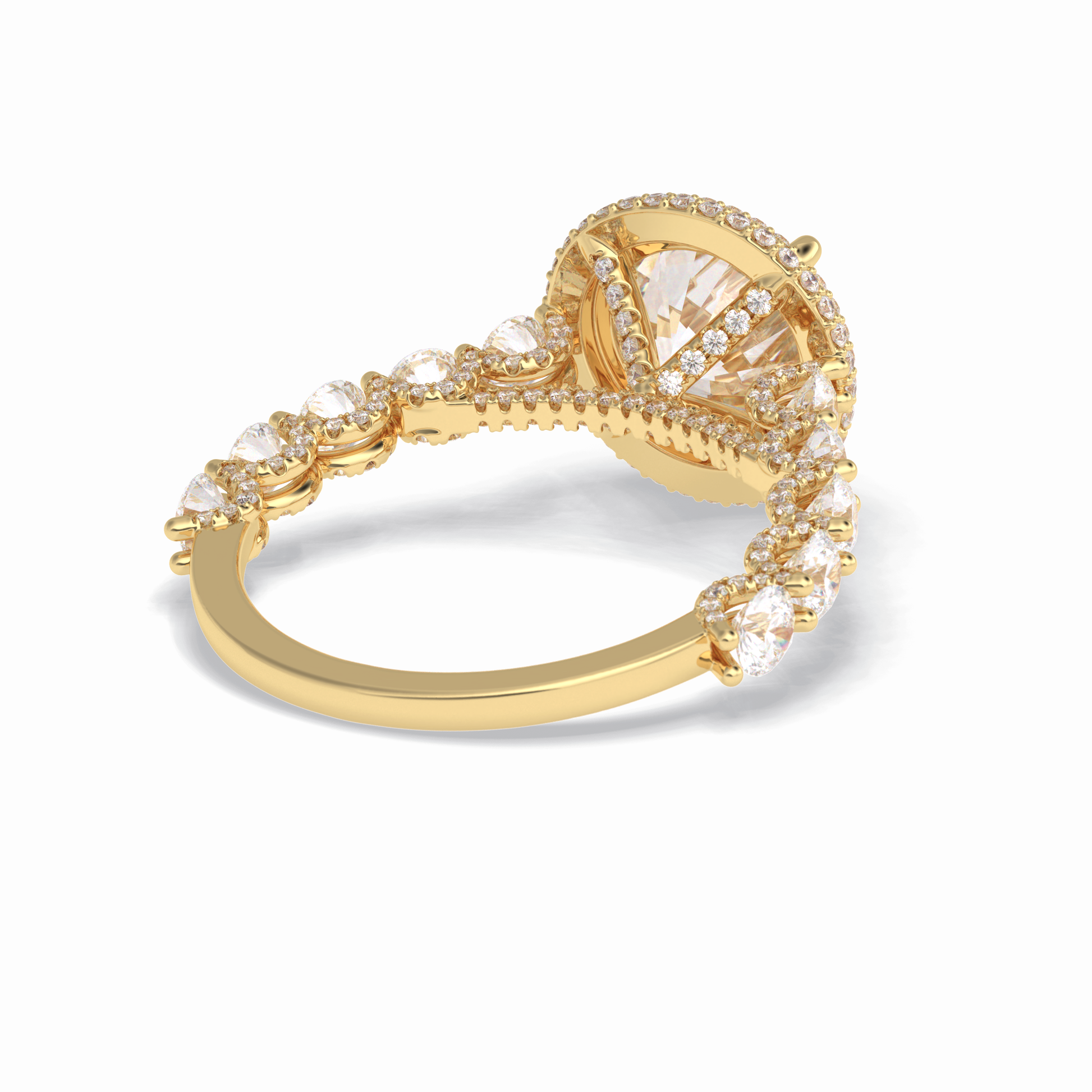 3.0 CT Round Cut Double Halo & Pave Style Moissanite Engagement Rings