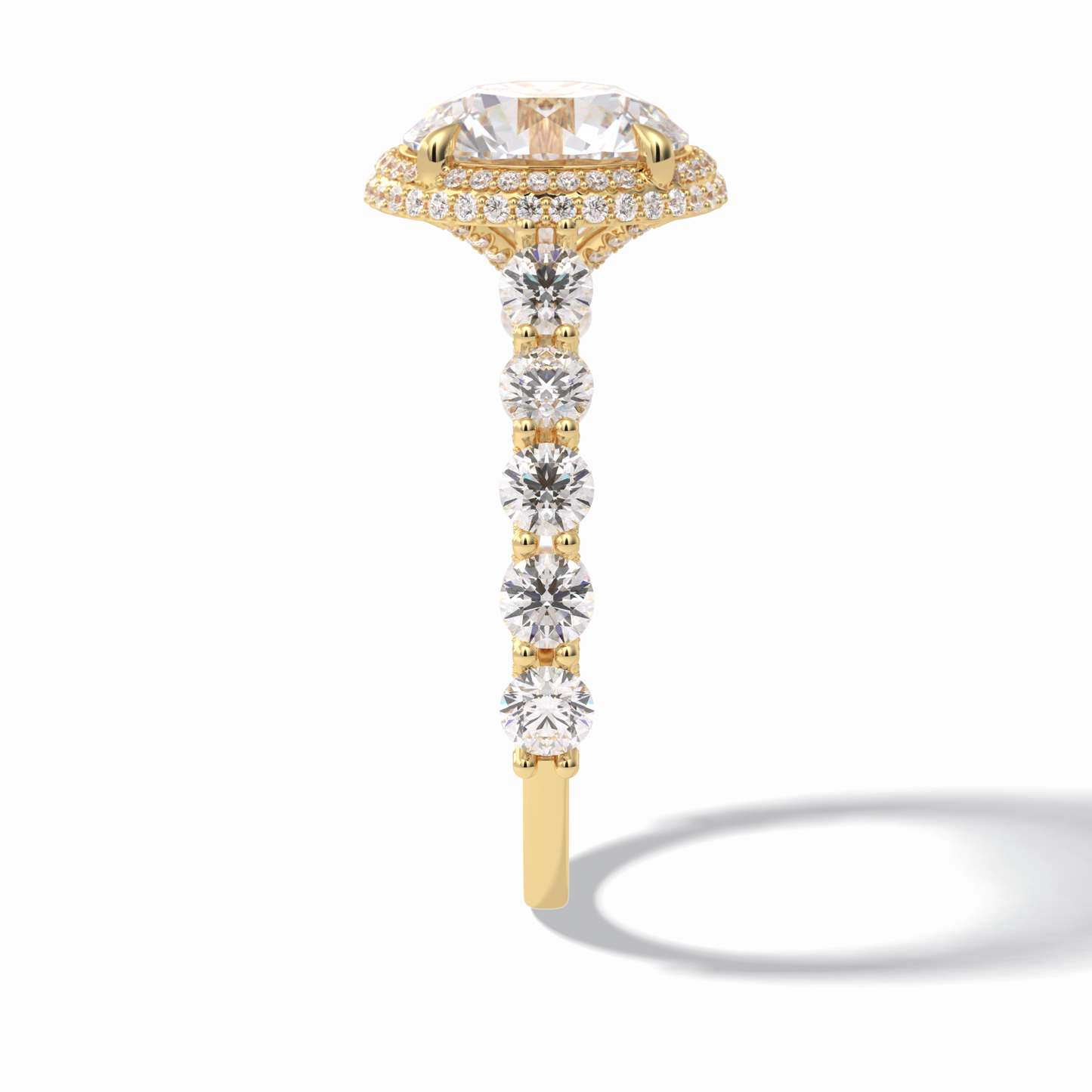 3.0 CT Round Cut Double Halo & Pave Style Moissanite Engagement Rings