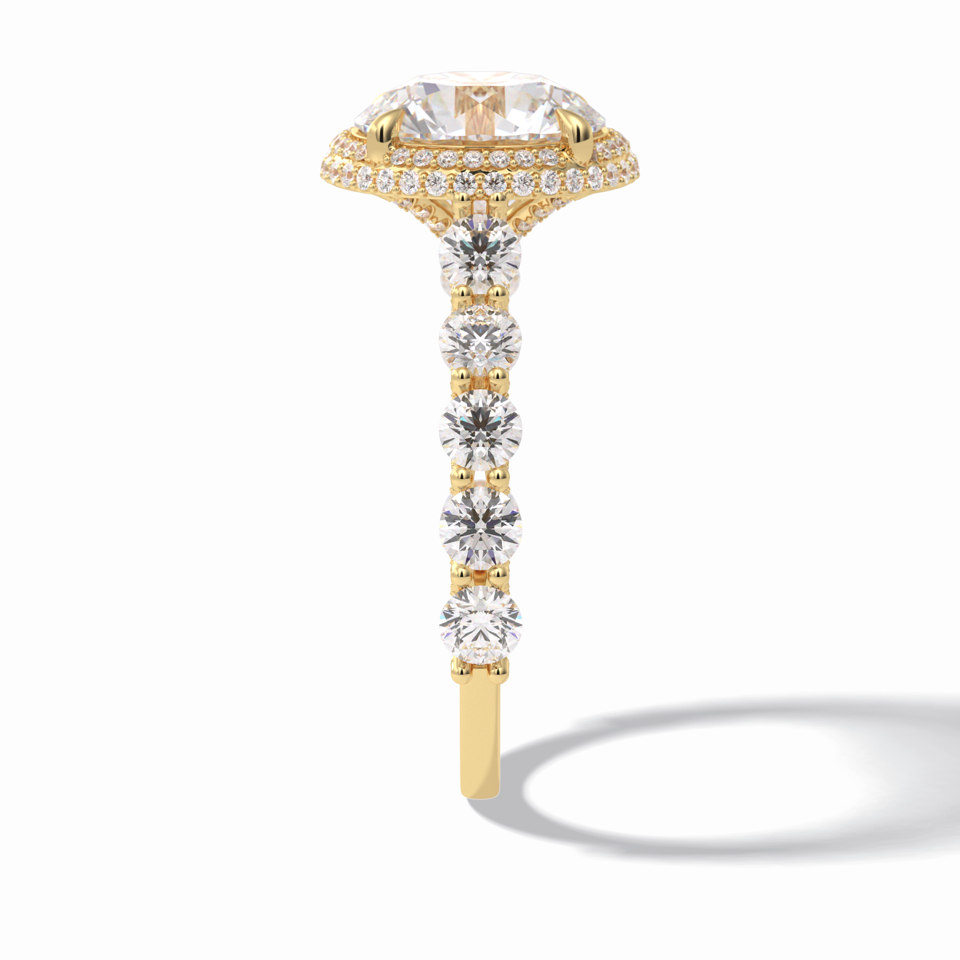 3.0 CT Round Cut Double Halo & Pave Style Moissanite Engagement Rings