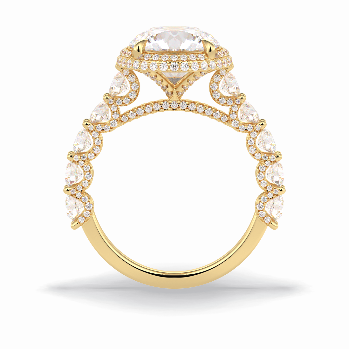 3.0 CT Round Cut Double Halo & Pave Style Moissanite Engagement Rings