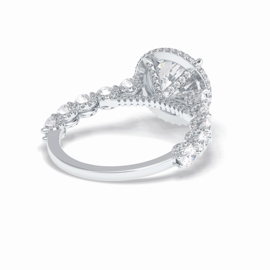 3.0 CT Round Cut Double Halo & Pave Style Moissanite Engagement Rings