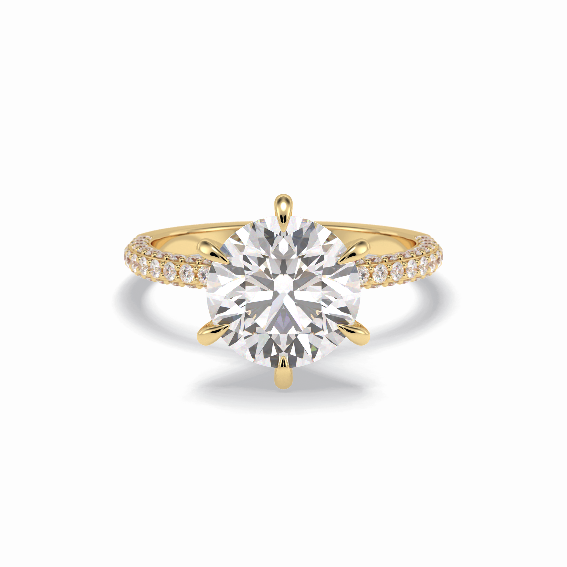 3.0 CT Round Cut Pave Style Moissanite Engagement Rings