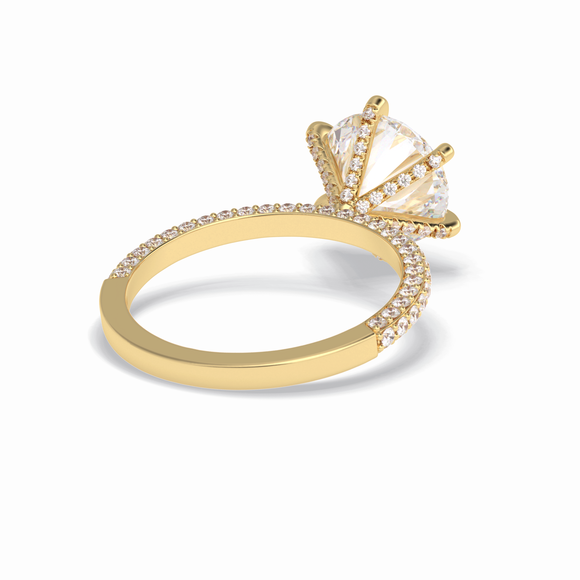 3.0 CT Round Cut Pave Style Moissanite Engagement Rings