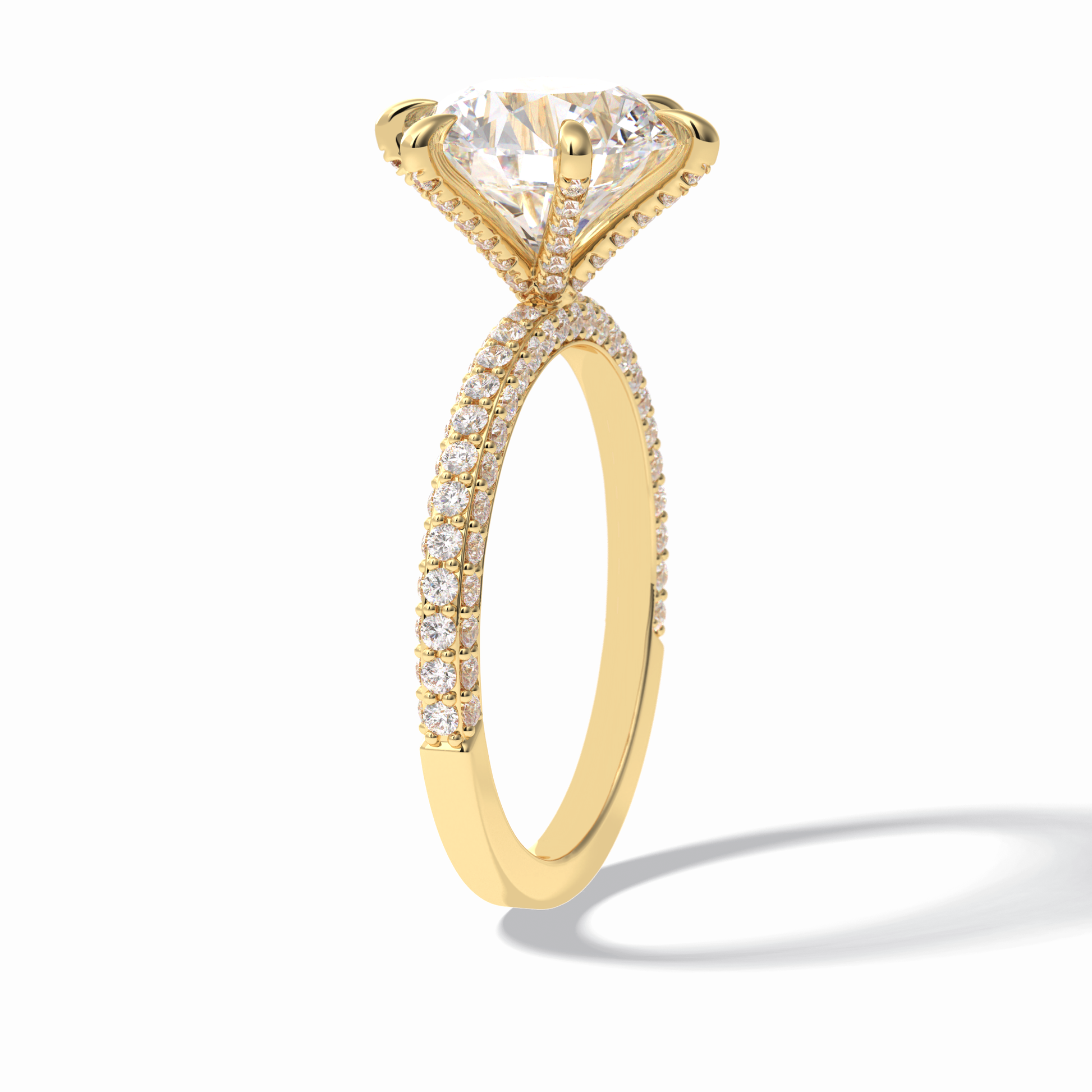 3.0 CT Round Cut Pave Style Moissanite Engagement Rings