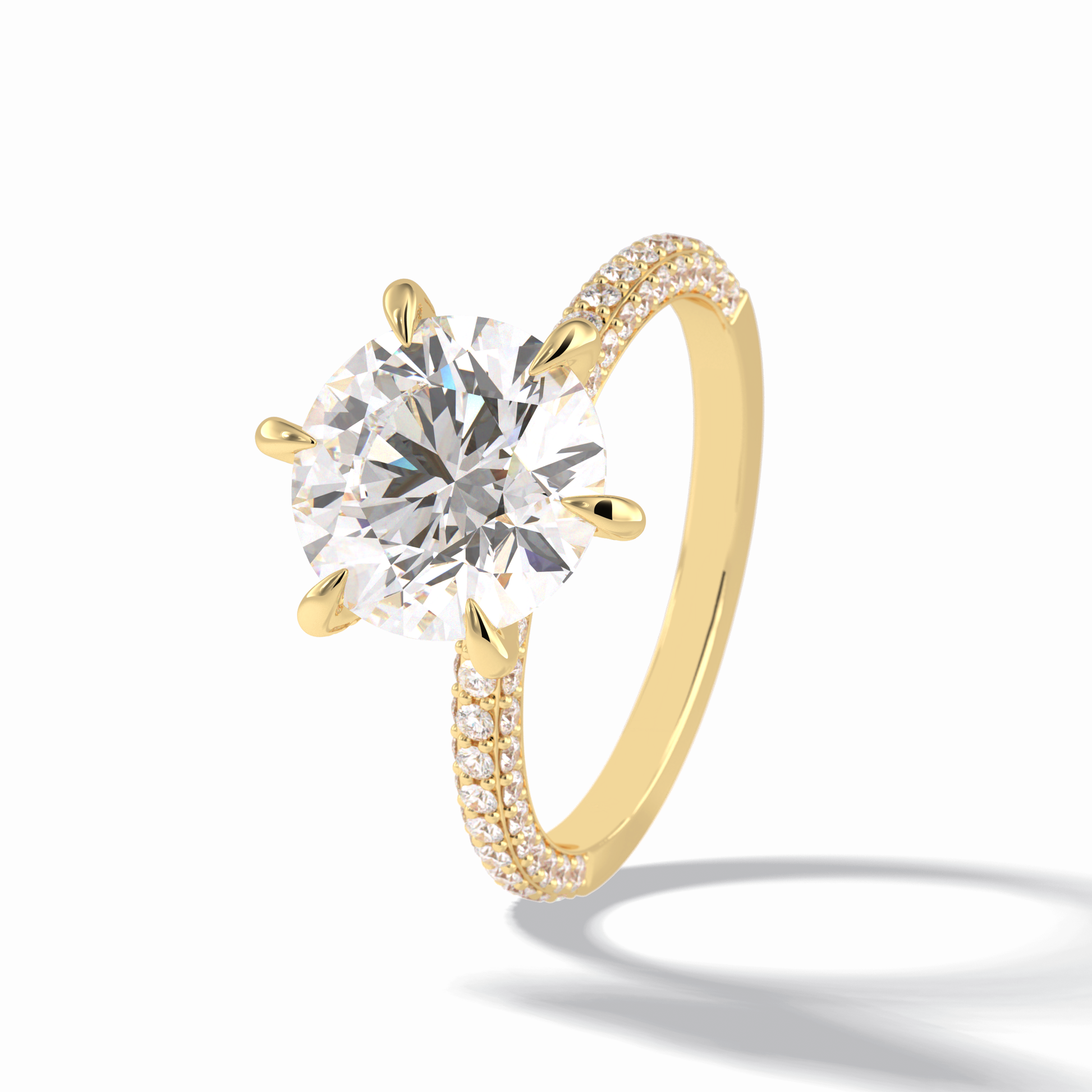 3.0 CT Round Cut Pave Style Moissanite Engagement Rings