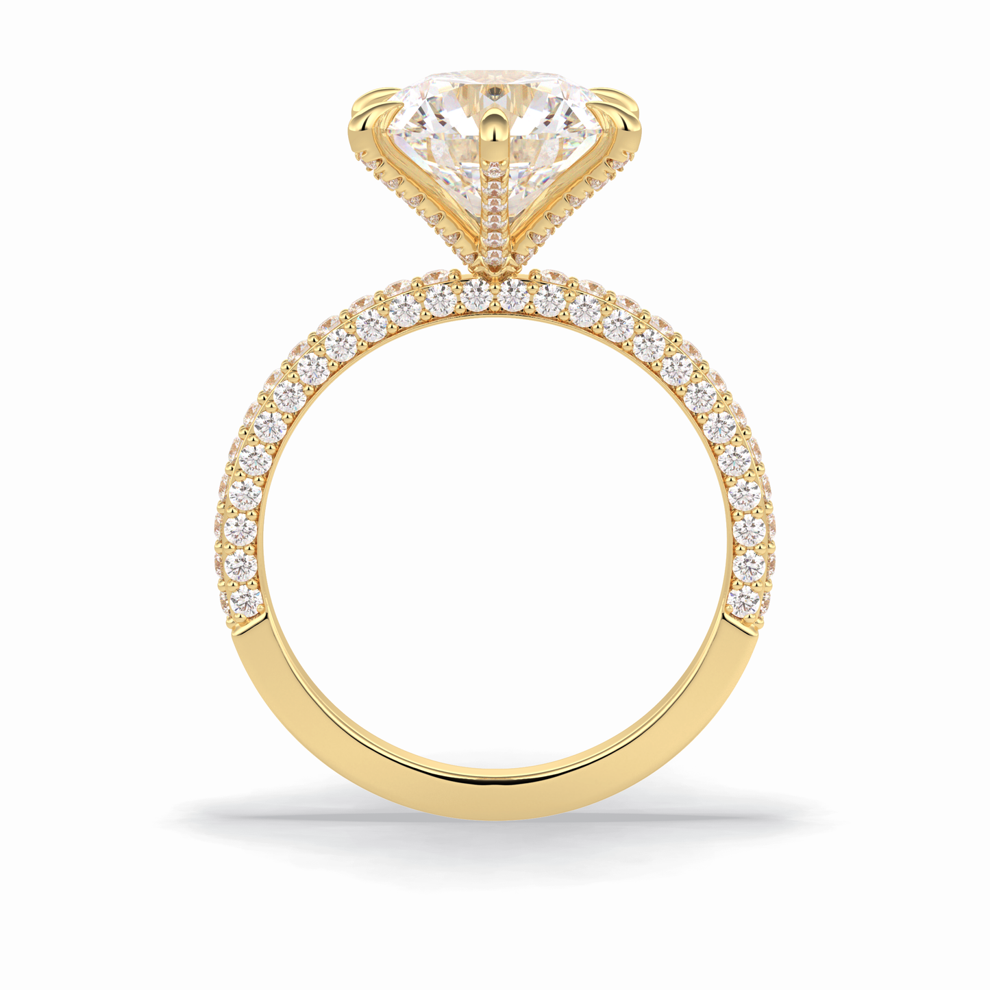 3.0 CT Round Cut Pave Style Moissanite Engagement Rings