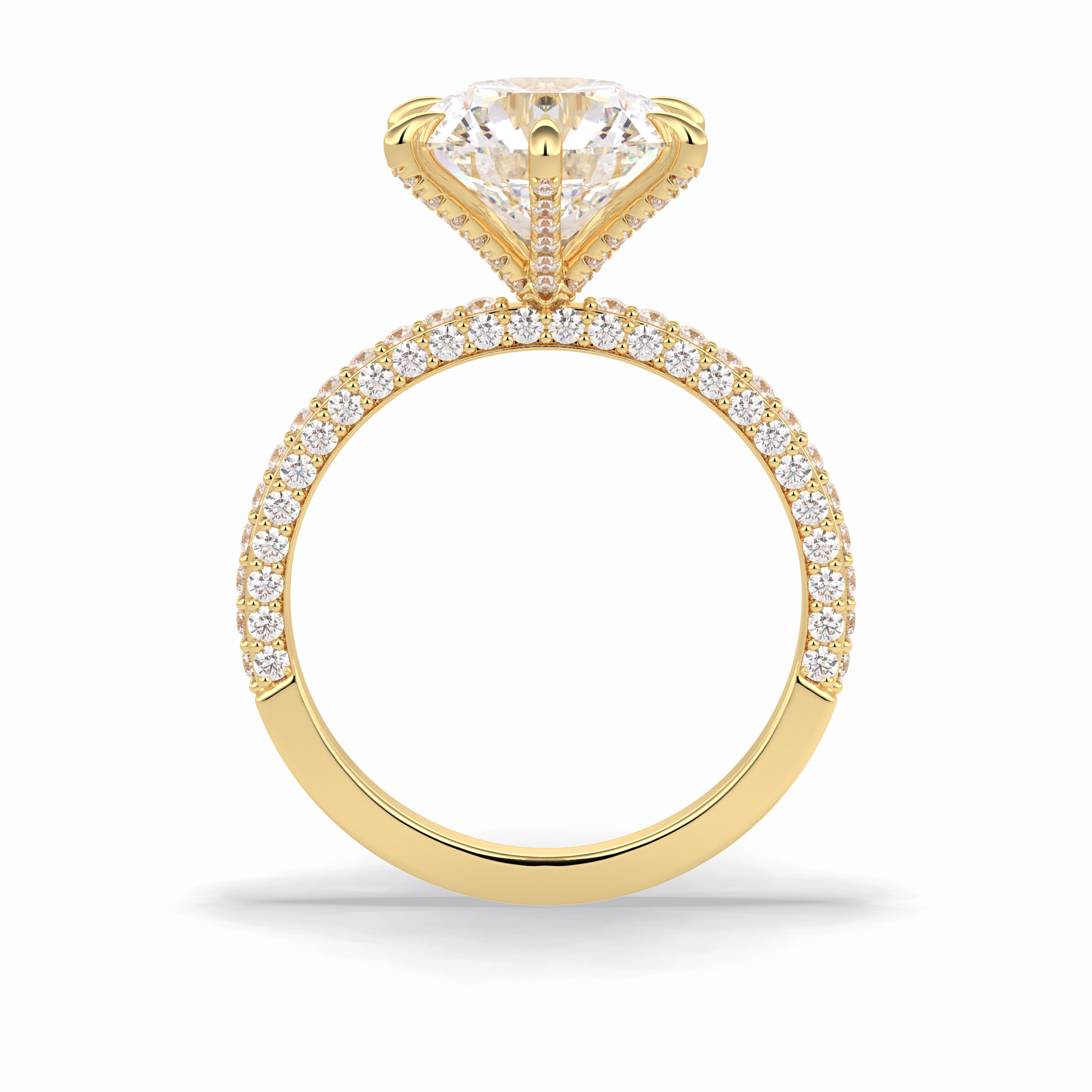 3.0 CT Round Cut Pave Style Moissanite Engagement Rings