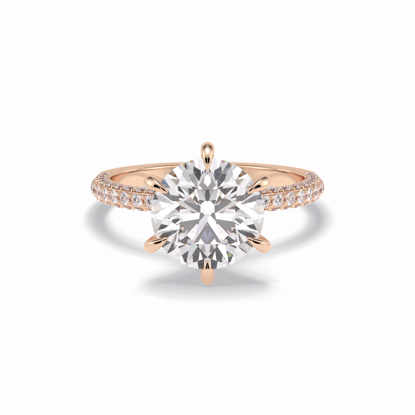 3.0 CT Round Cut Pave Style Moissanite Engagement Rings