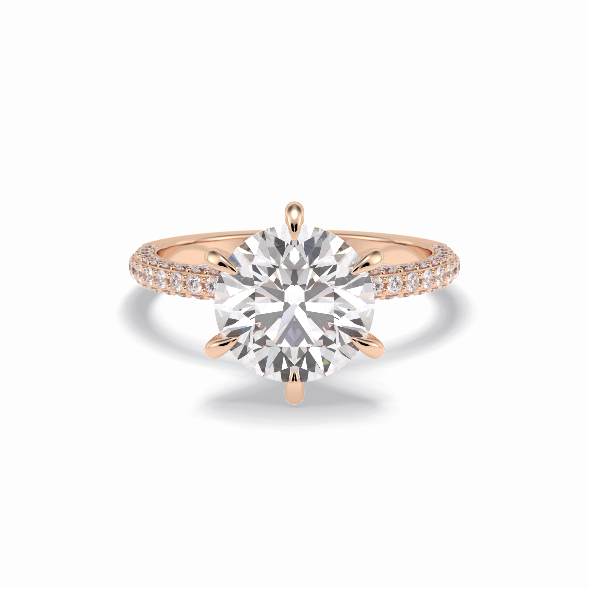 3.0 CT Round Cut Pave Style Moissanite Engagement Rings