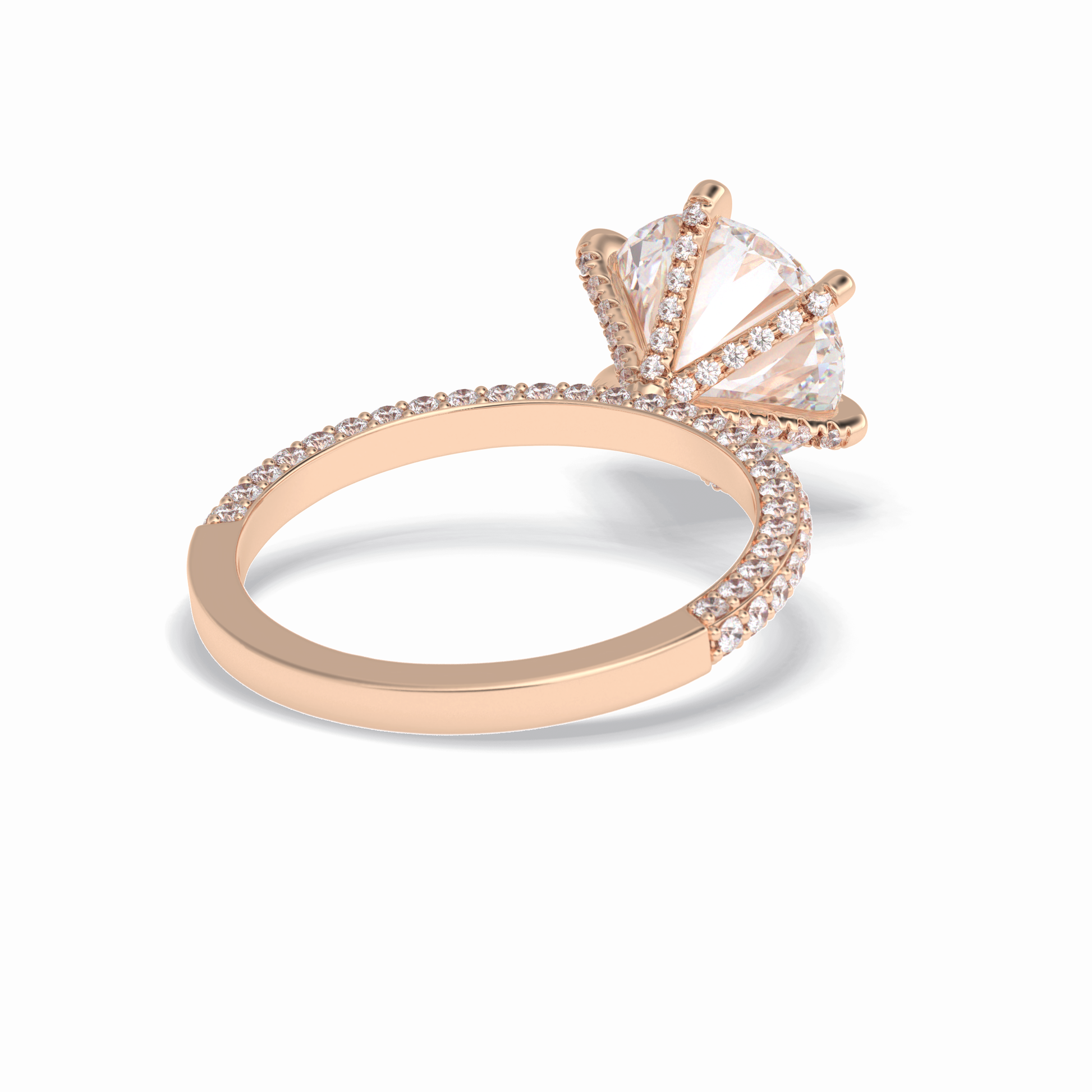 3.0 CT Round Cut Pave Style Moissanite Engagement Rings