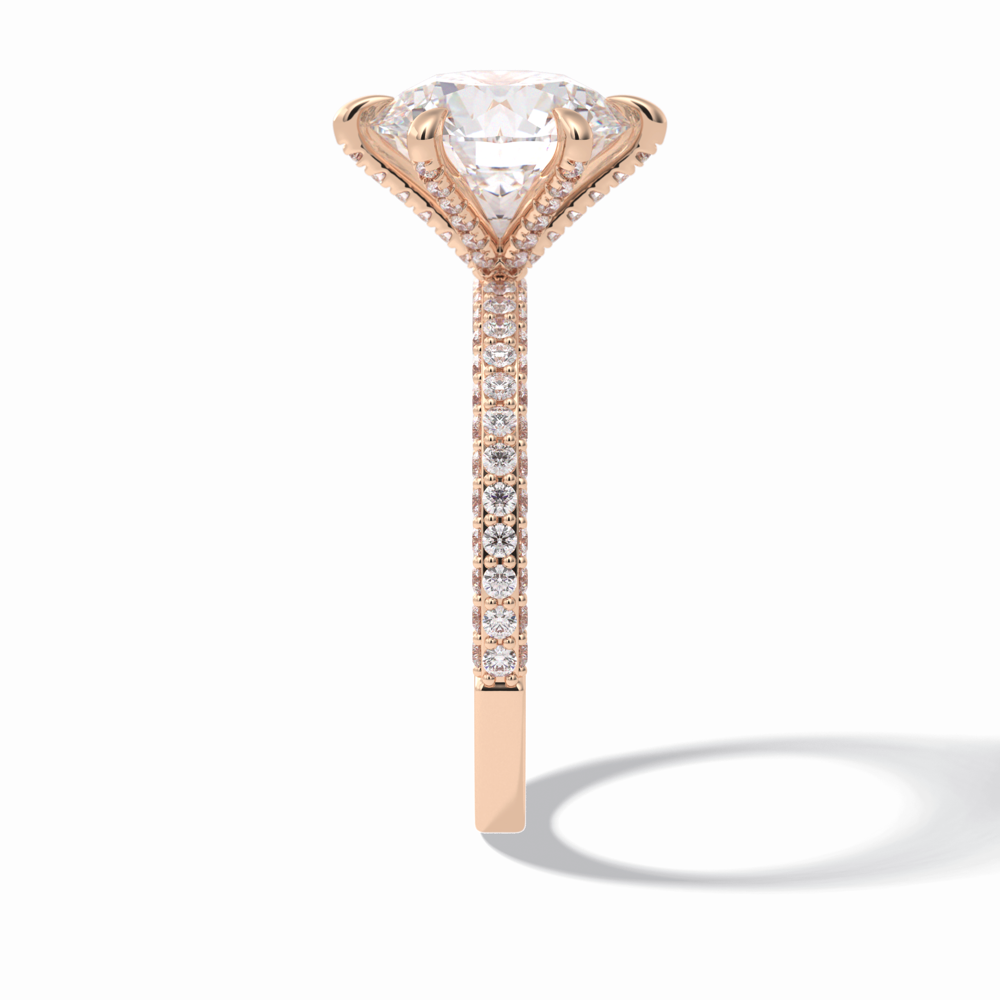 3.0 CT Round Cut Pave Style Moissanite Engagement Rings