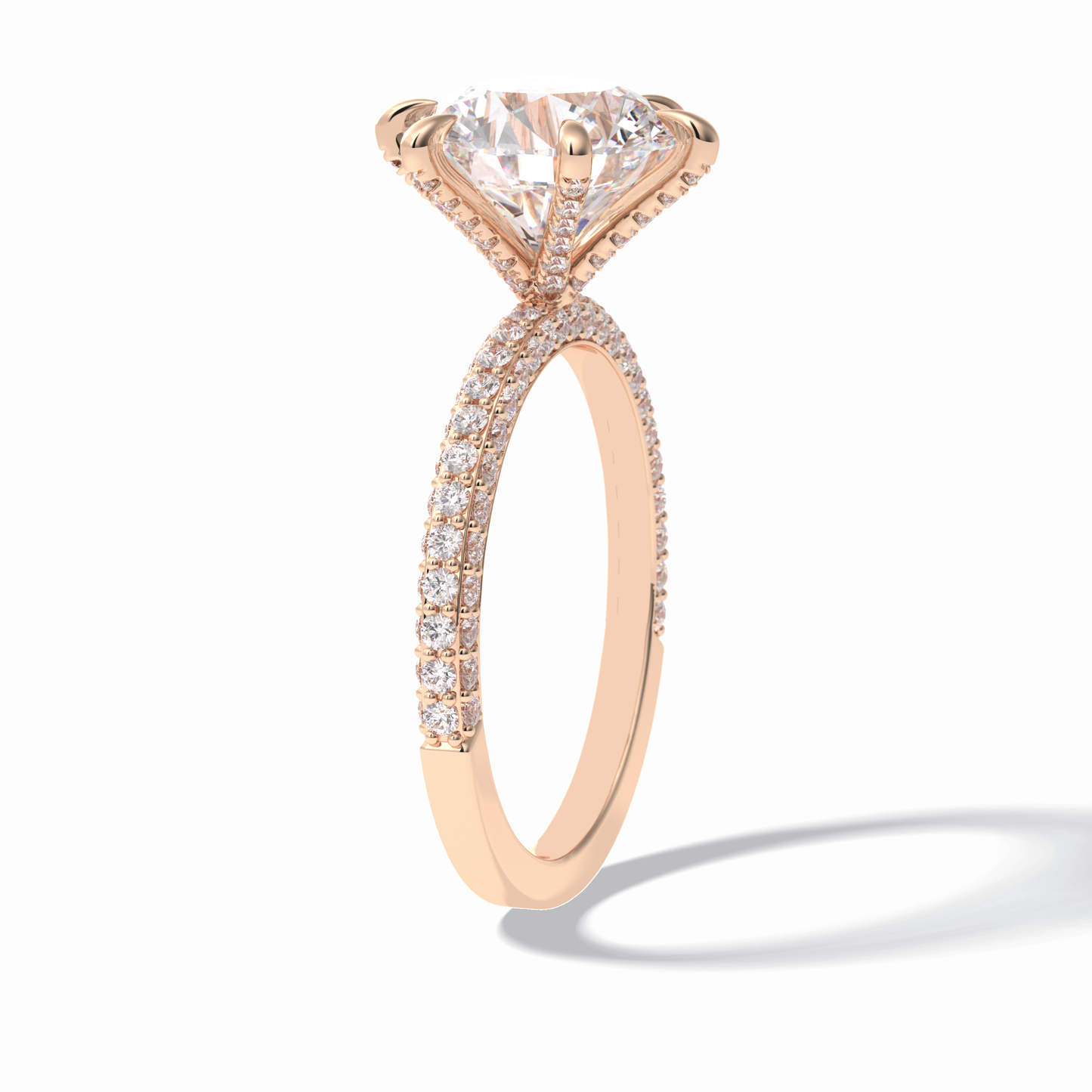 3.0 CT Round Cut Pave Style Moissanite Engagement Rings