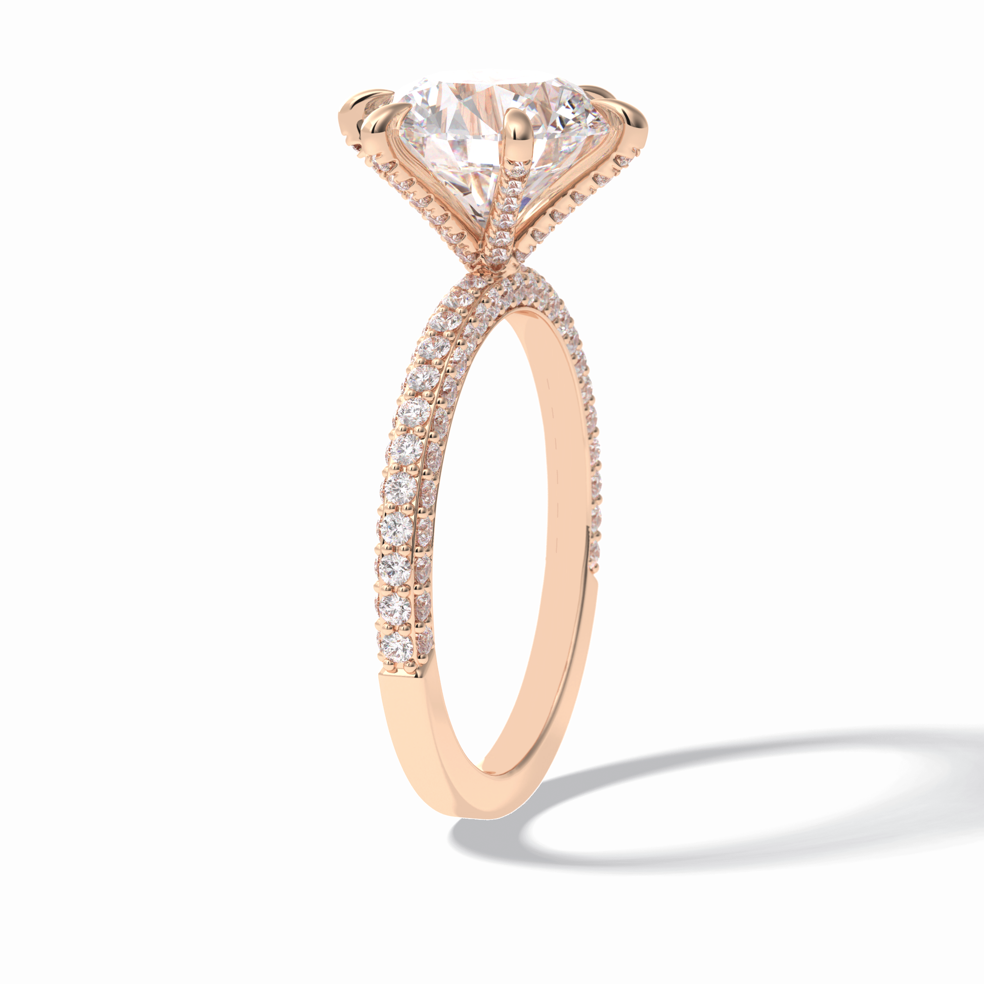 3.0 CT Round Cut Pave Style Moissanite Engagement Rings