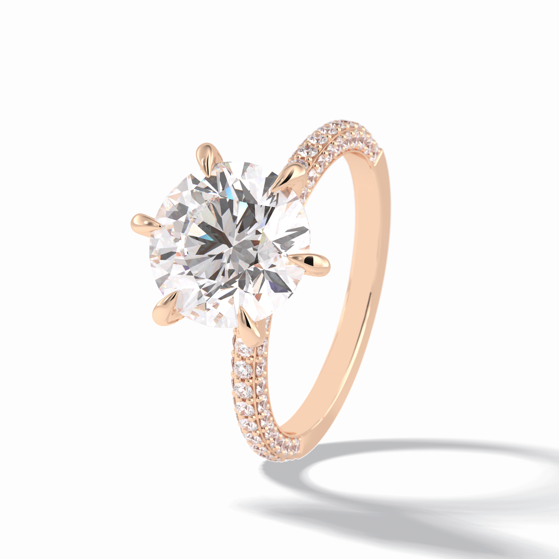 3.0 CT Round Cut Pave Style Moissanite Engagement Rings