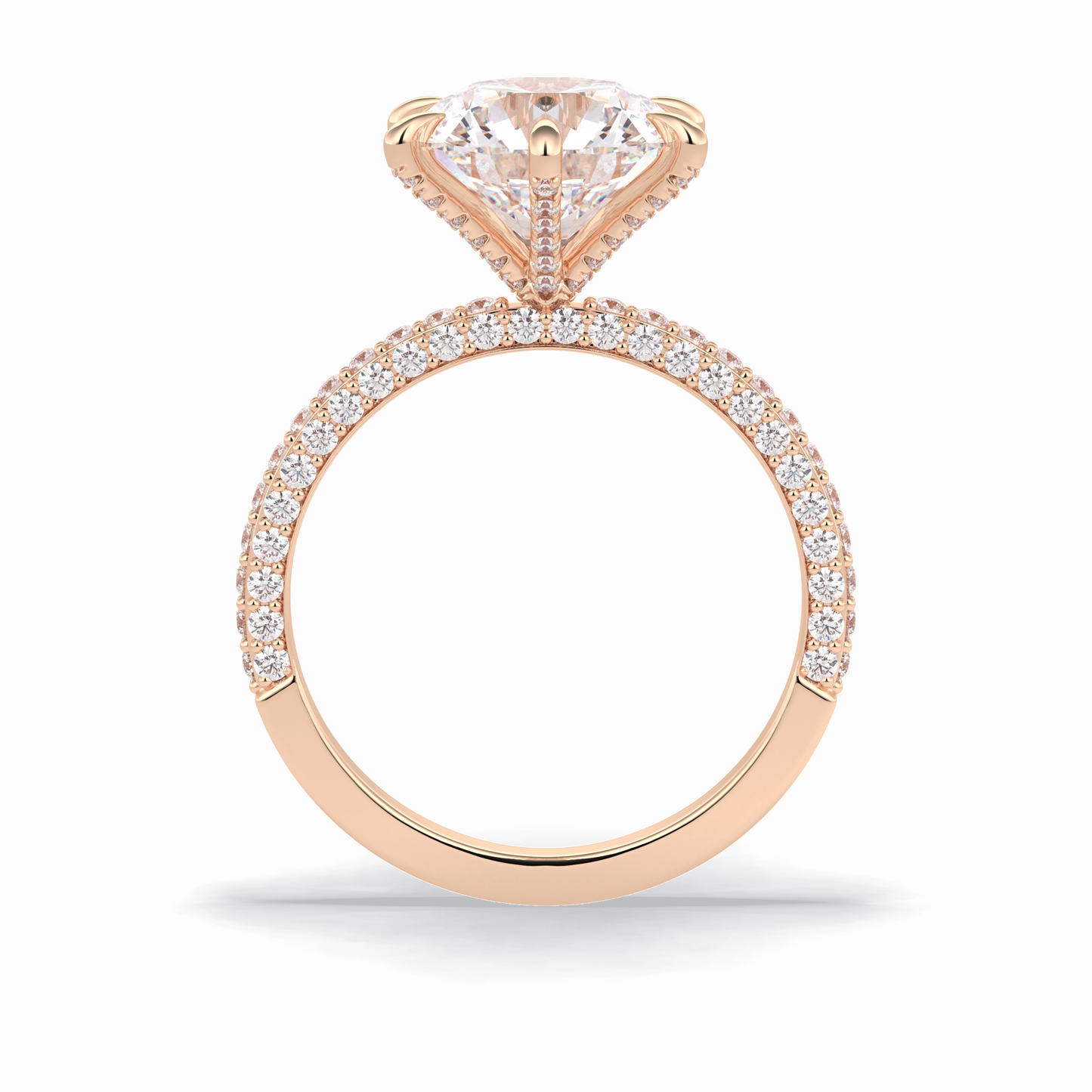 3.0 CT Round Cut Pave Style Moissanite Engagement Rings