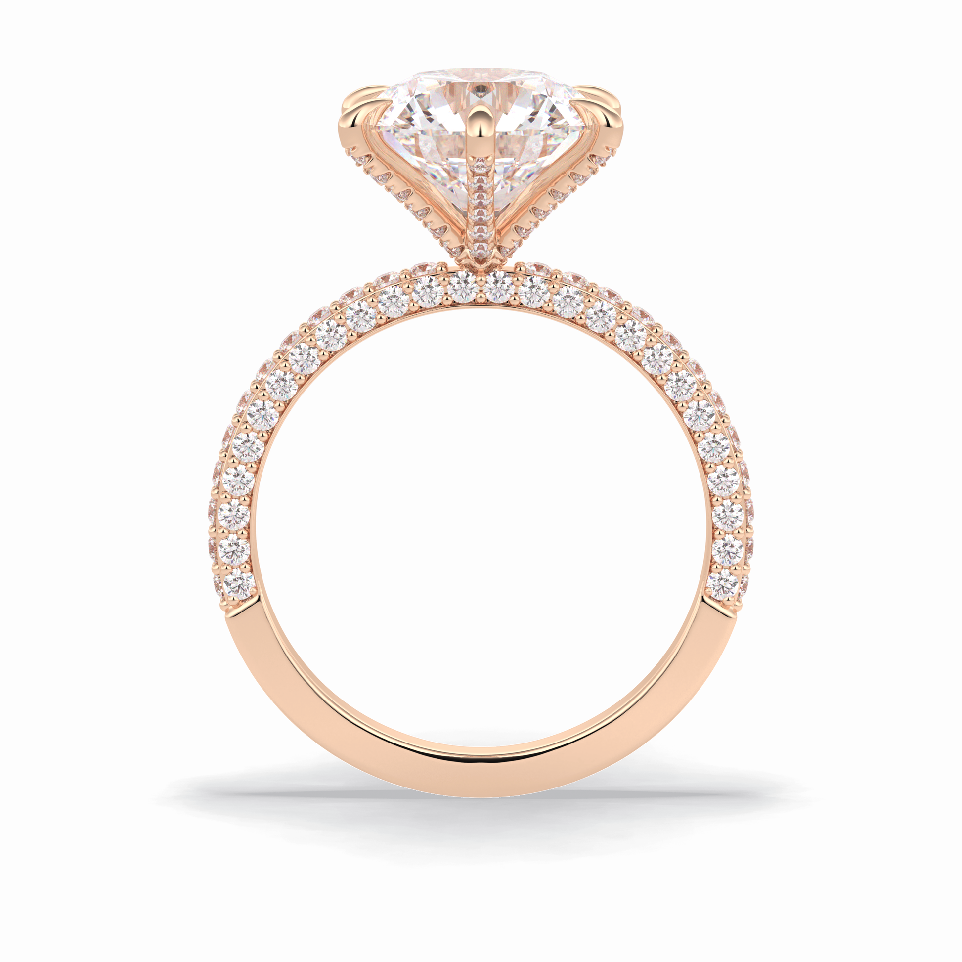 3.0 CT Round Cut Pave Style Moissanite Engagement Rings