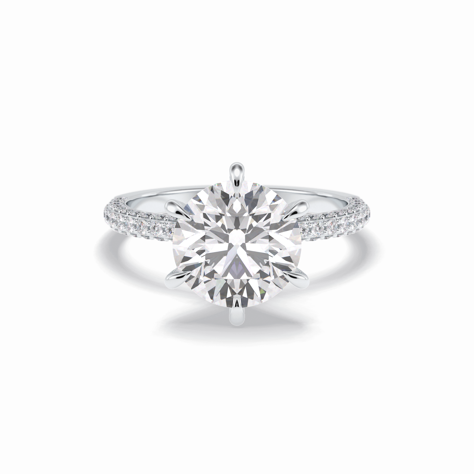 3.0 CT Round Cut Pave Style Moissanite Engagement Rings