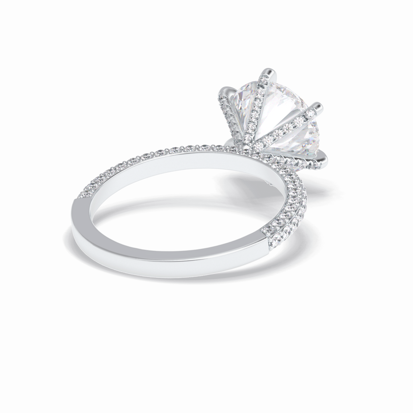 3.0 CT Round Cut Pave Style Moissanite Engagement Rings