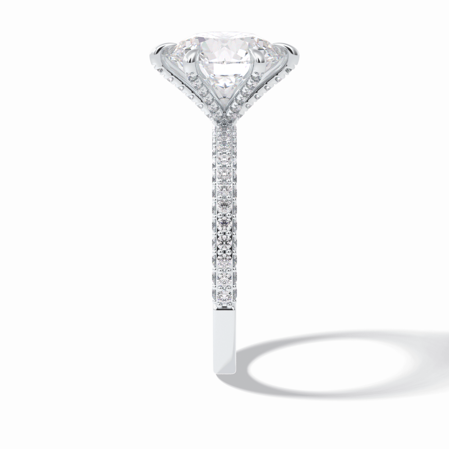 3.0 CT Round Cut Pave Style Moissanite Engagement Rings