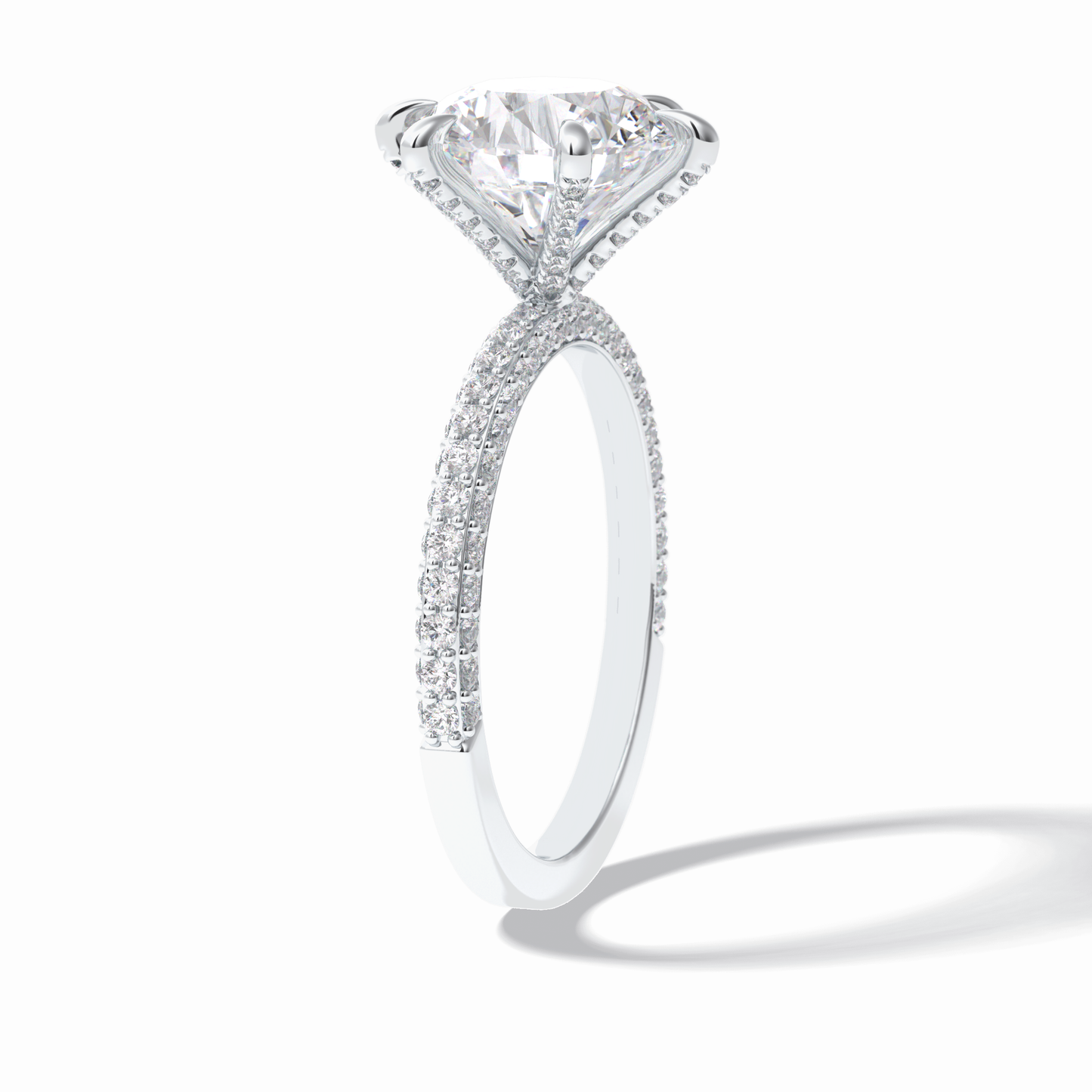 3.0 CT Round Cut Pave Style Moissanite Engagement Rings