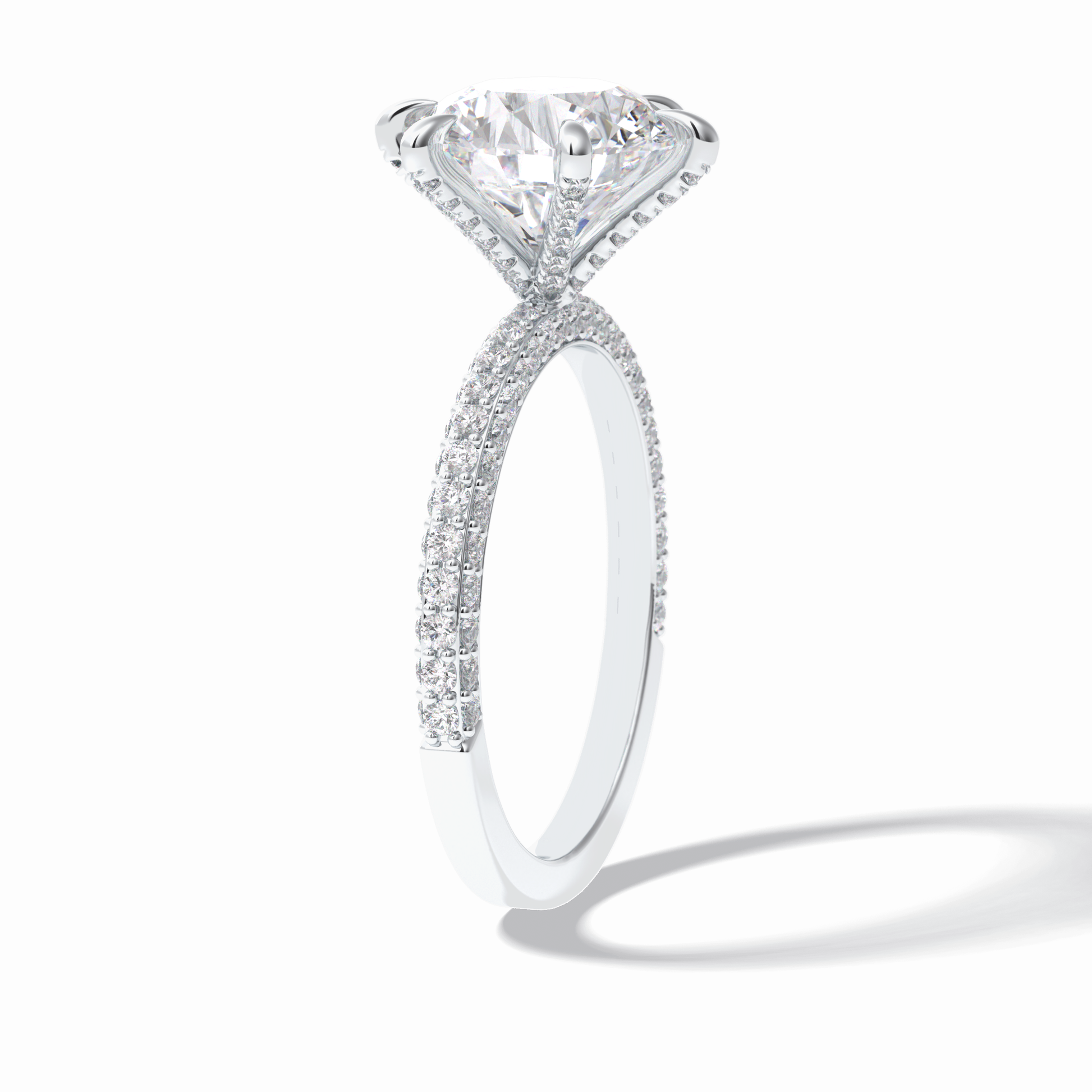3.0 CT Round Cut Pave Style Moissanite Engagement Rings