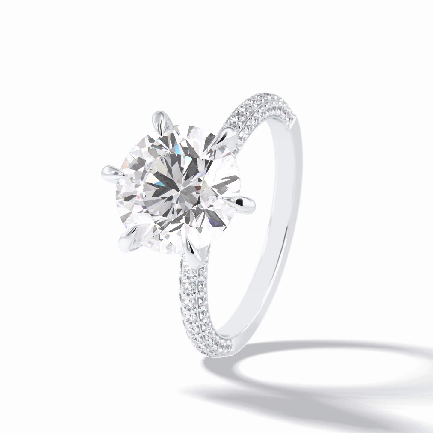 3.0 CT Round Cut Pave Style Moissanite Engagement Rings