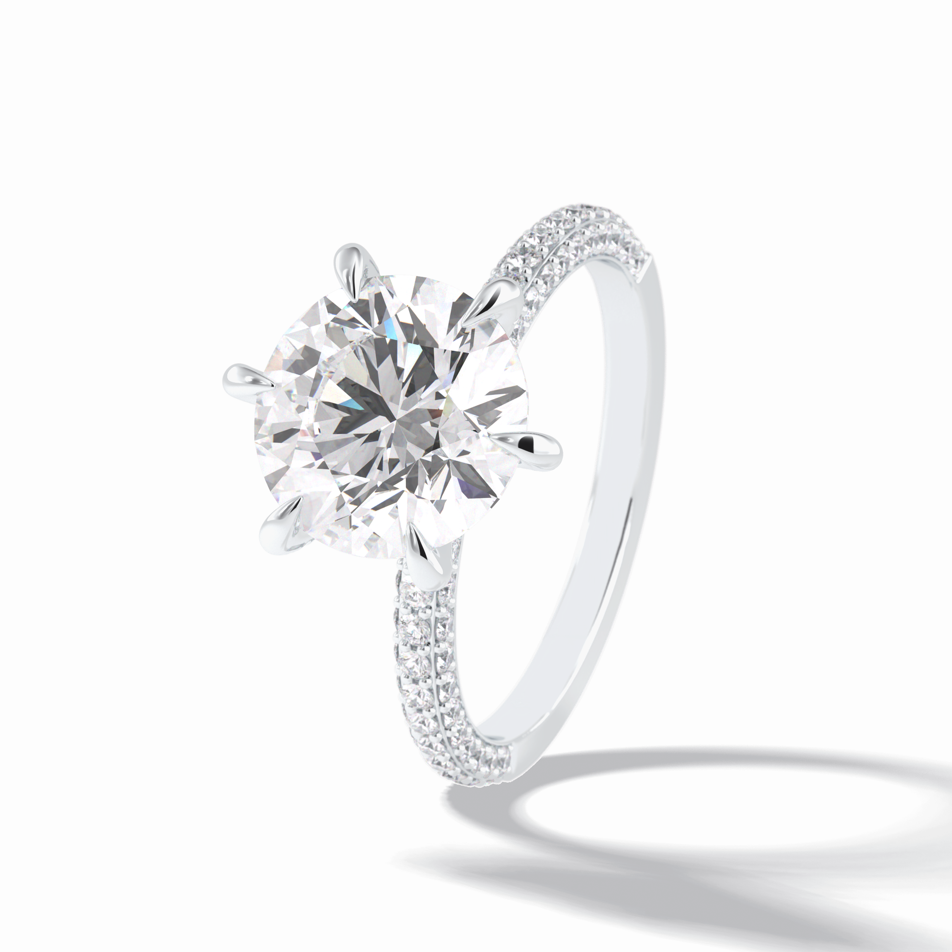 3.0 CT Round Cut Pave Style Moissanite Engagement Rings