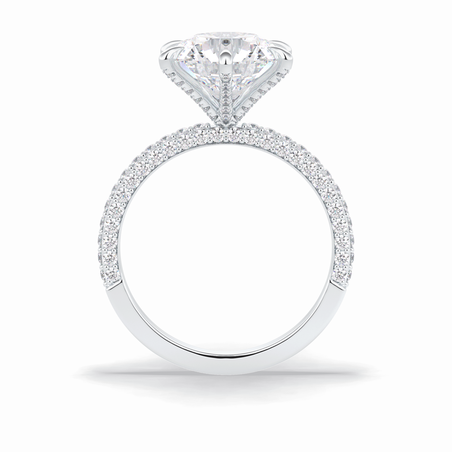 3.0 CT Round Cut Pave Style Moissanite Engagement Rings
