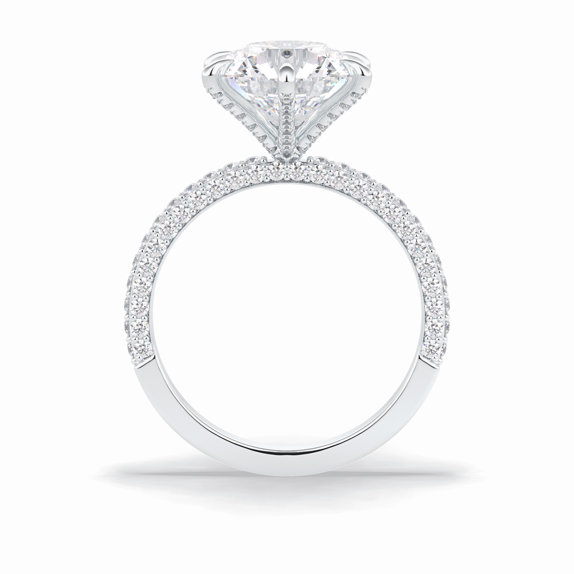 3.0 CT Round Cut Pave Style Moissanite Engagement Rings