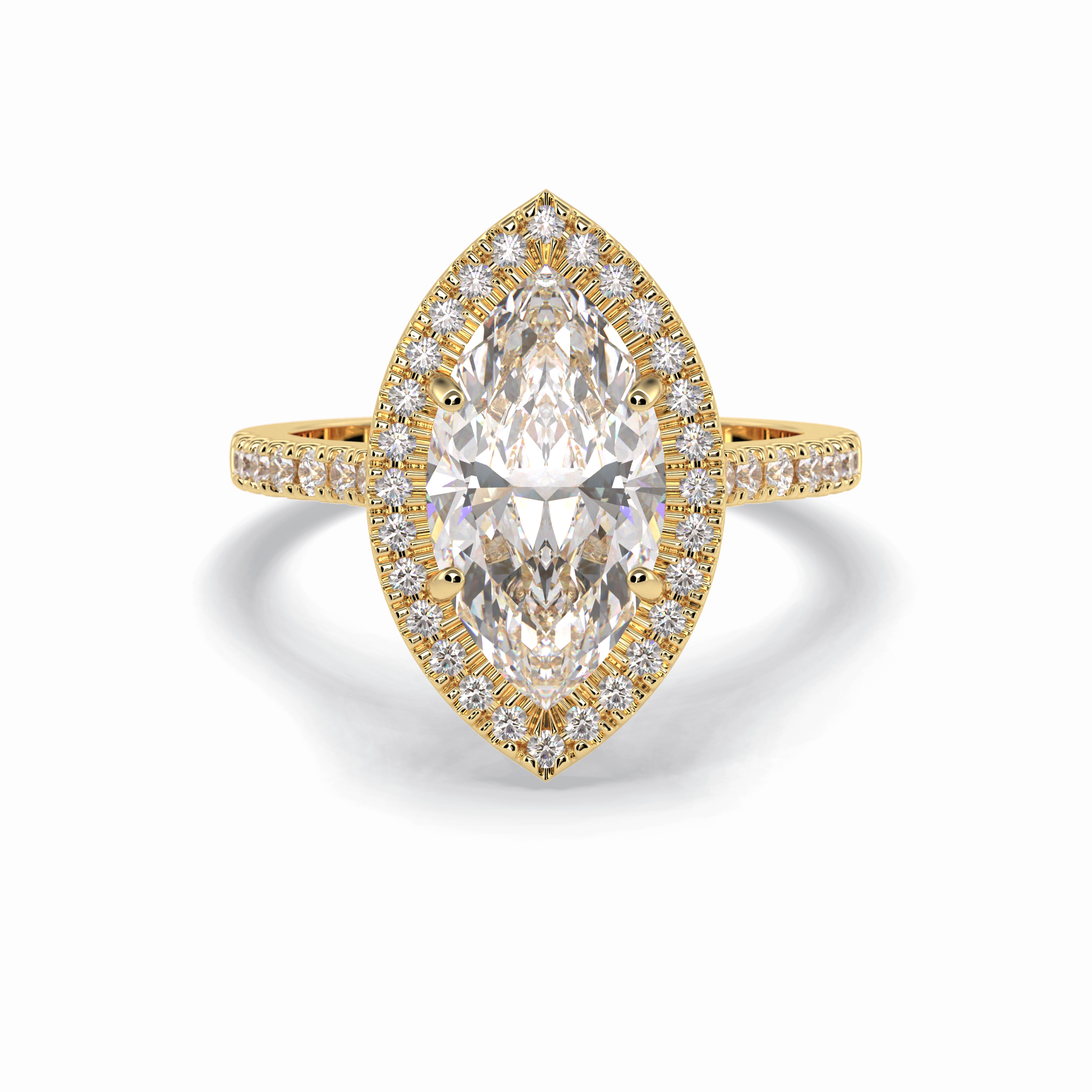2.50 CT Marquise Cut Halo & Pave Style Moissanite Engagement Ring 8