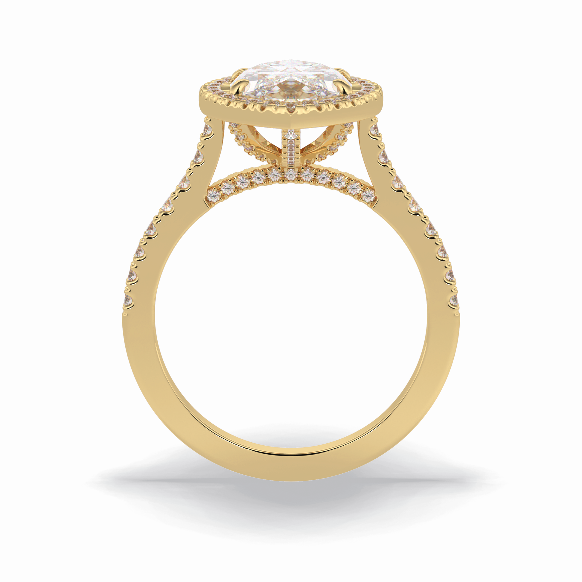 2.50 CT Marquise Cut Halo & Pave Style Moissanite Engagement Ring 14
