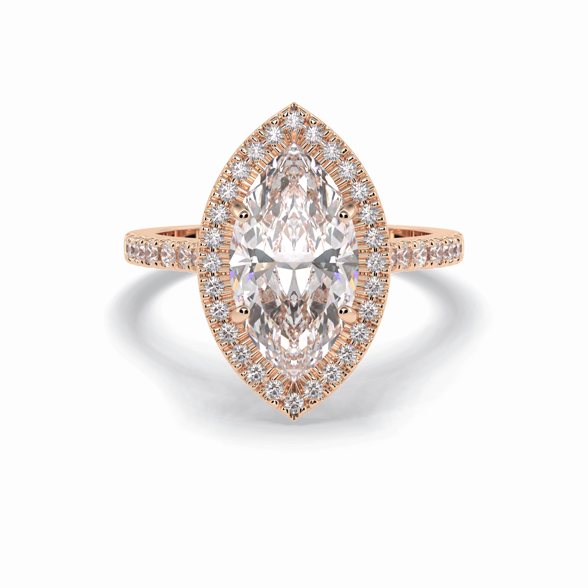 2.50 CT Marquise Cut Halo & Pave Style Moissanite Engagement Ring 15